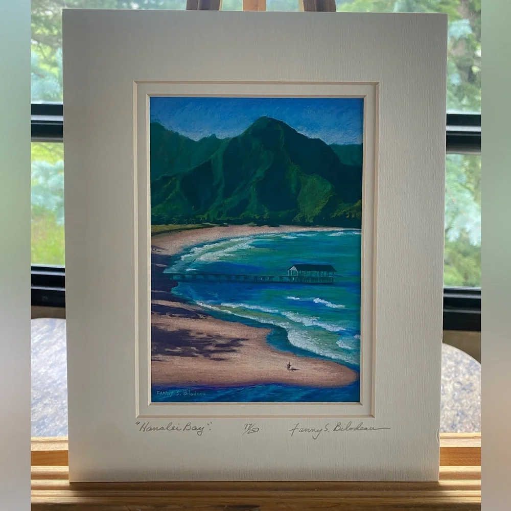 Fanny Bilodeau “Hanalei Bay” Tropical Art Print Signed And Numbered 8inx10in - Picture 1 of 4